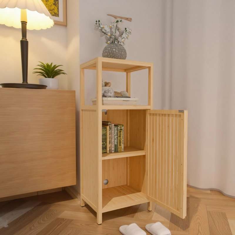 41-inch Multi-scene Use Large Capacity Single Door Locker with One Shelf - Natural Bamboo