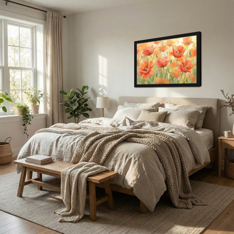 Plantes et fleurs, coquelicots, impression sur toile, 24” H x 36” W