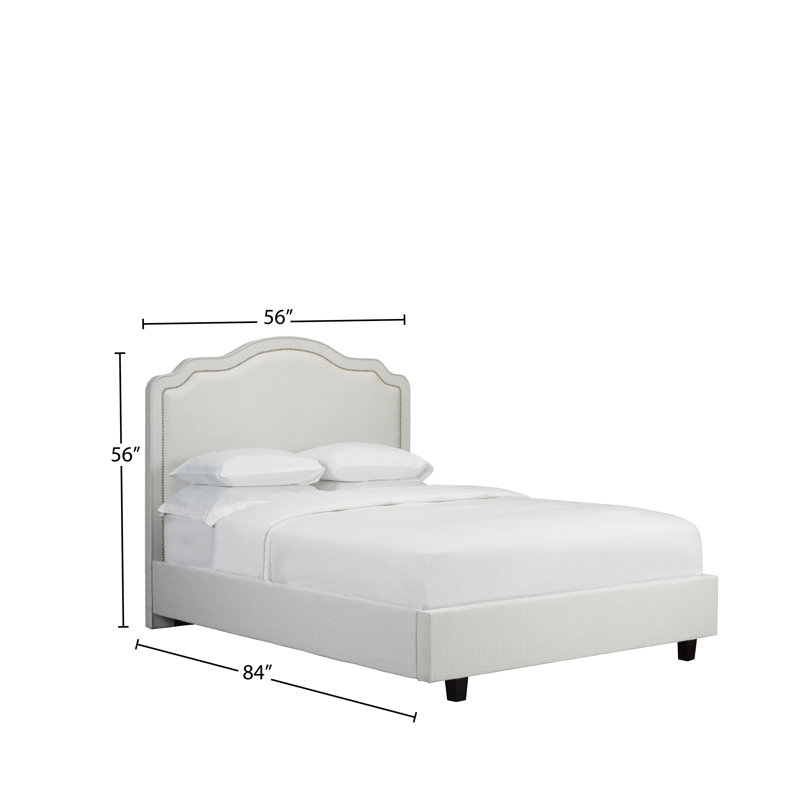Lit plateforme en tissu d’ameublement Stonebraker, Double, Lin - Blanc cassé