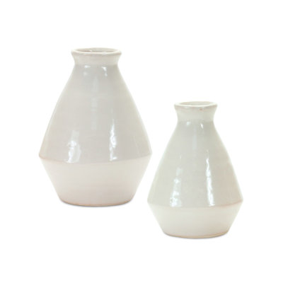 Ensemble de 2 vases de table en terre cuite blanc Conlan