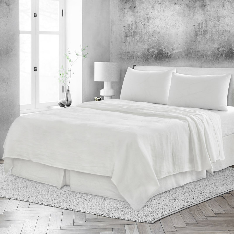 Peachland 100% Linen Flat Sheet, Full, Soft White
