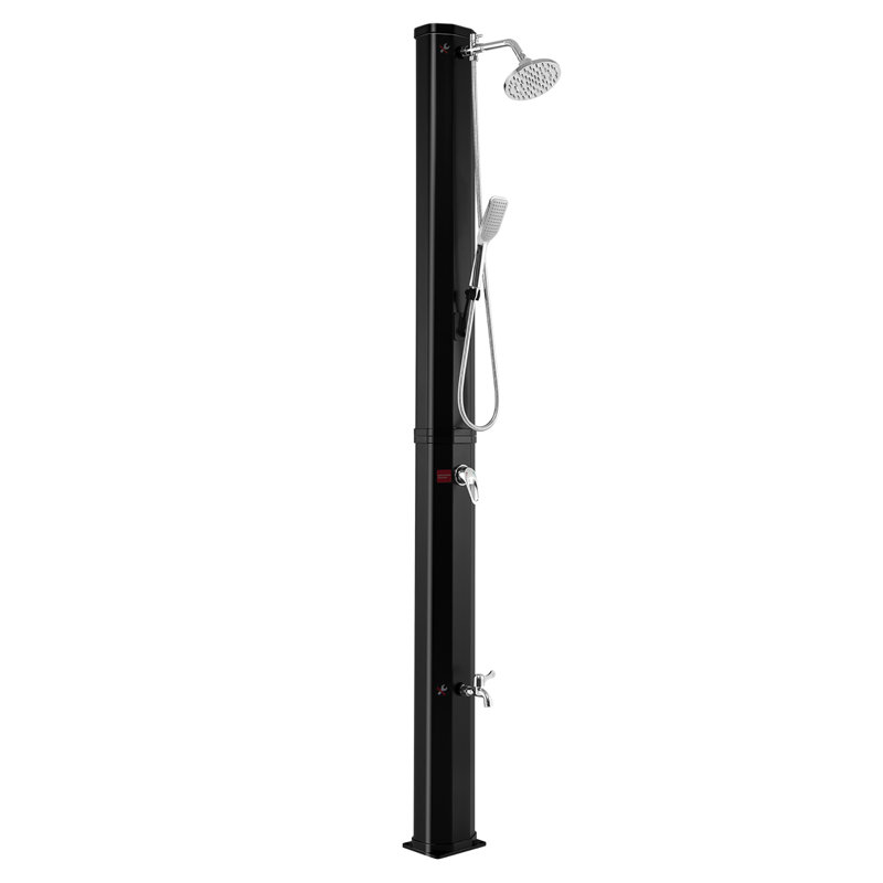 Solar Powered Temperature Controlled Portable ABS, PVC Free Standing Outdoor Shower with Detachable Shower Head and Footwash Spout