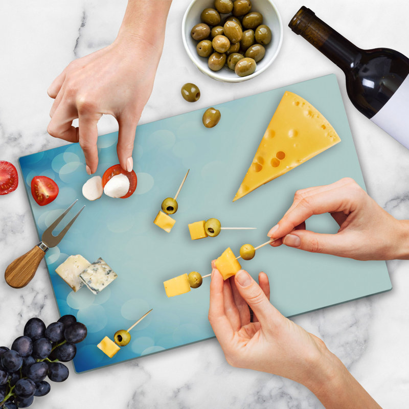 Ambesonne Blue Cutting Board Large Size Gradient Effect Blurred Spots Blue Pale Blue