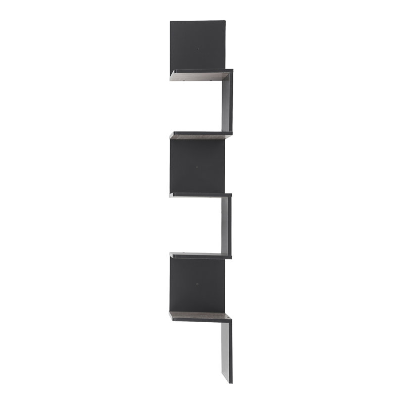 5 Piece Corner Shelf, French Oak Grey/Black
