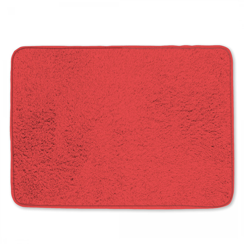 Tapis de bain uni à fond rouge, L 34 po x L 21 po