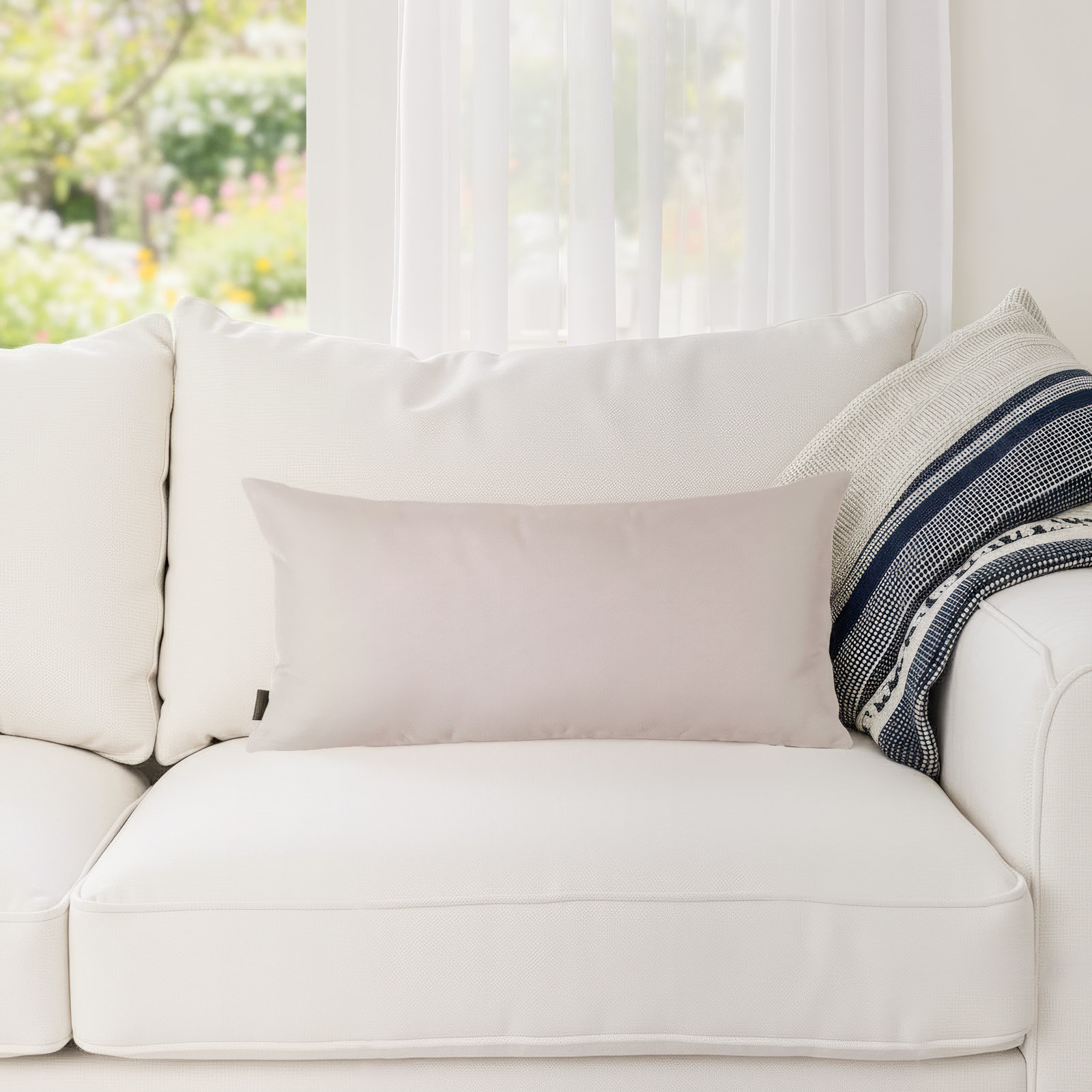 Gemmell 22" x 11" Sunbrella® Throw Pillow, Seascape Sand