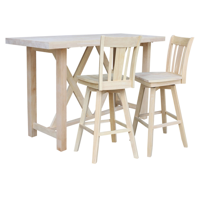 2 - Person Solid Wood Top Four Leg Base Dining Set
