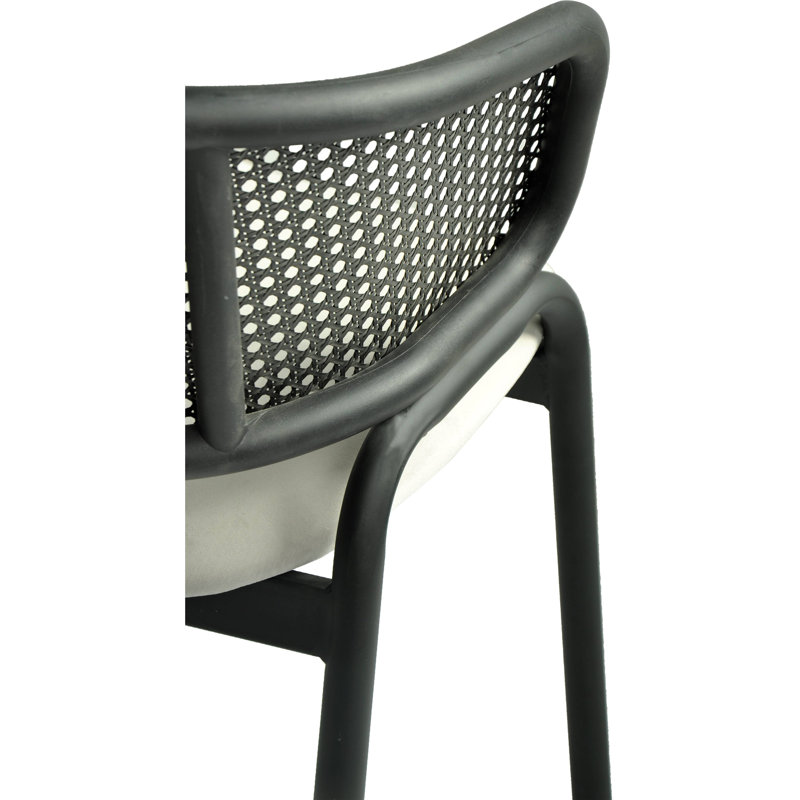 Chaise de salle à manger rembourrée avec dossier en osier Daishun série Daishun, Ensemble de 2, Gris