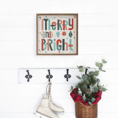 Garlon Retro Holiday IV Merry by Laura Marshall - Single Picture Frame Textual Art on Wood -  The Holiday Aisle®, 02F354B6CFEC42E0AD94E6D4B489A358