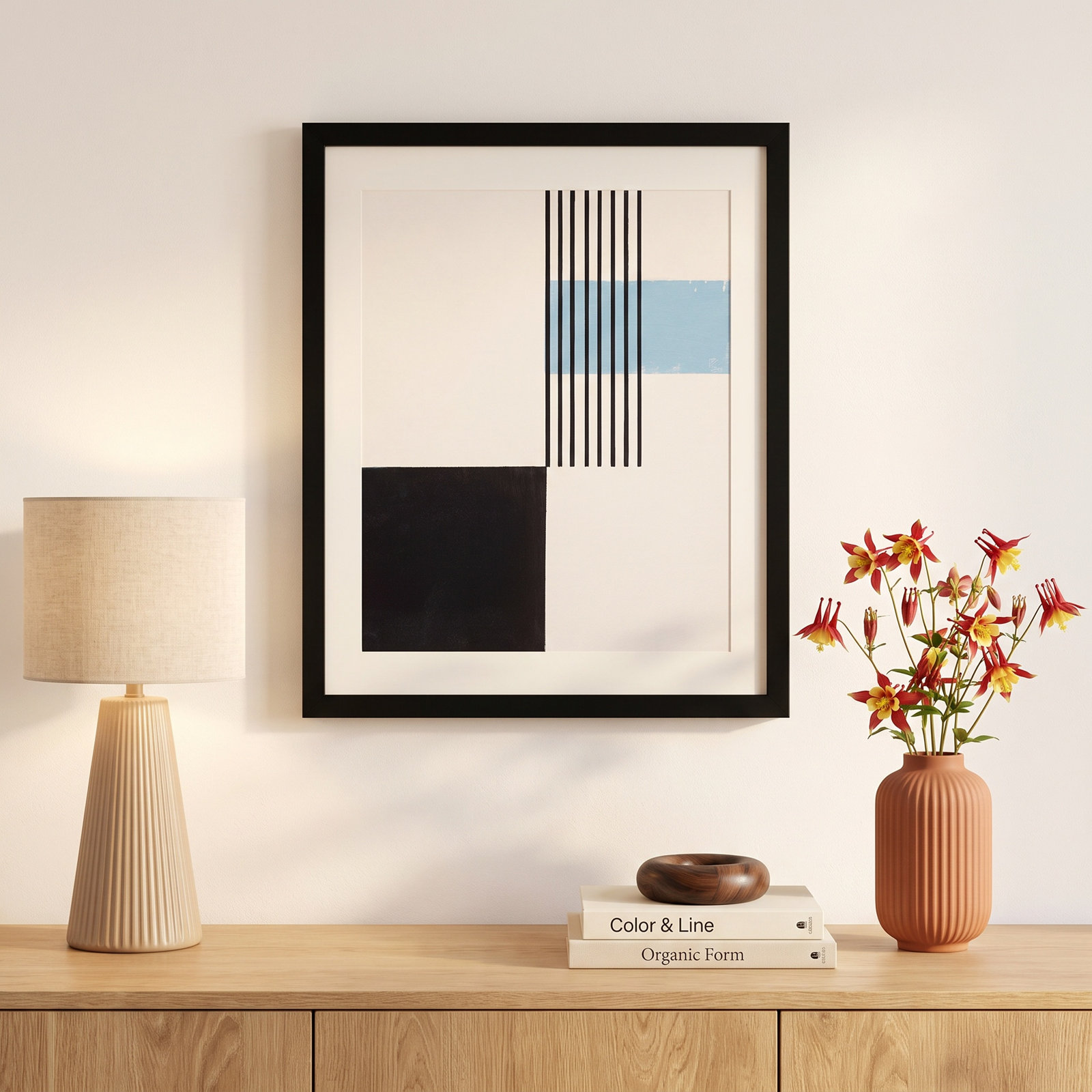 Black And Blue 2 by Robert Kamnatnik, 20" H x 16" W x 1.25" D, Black