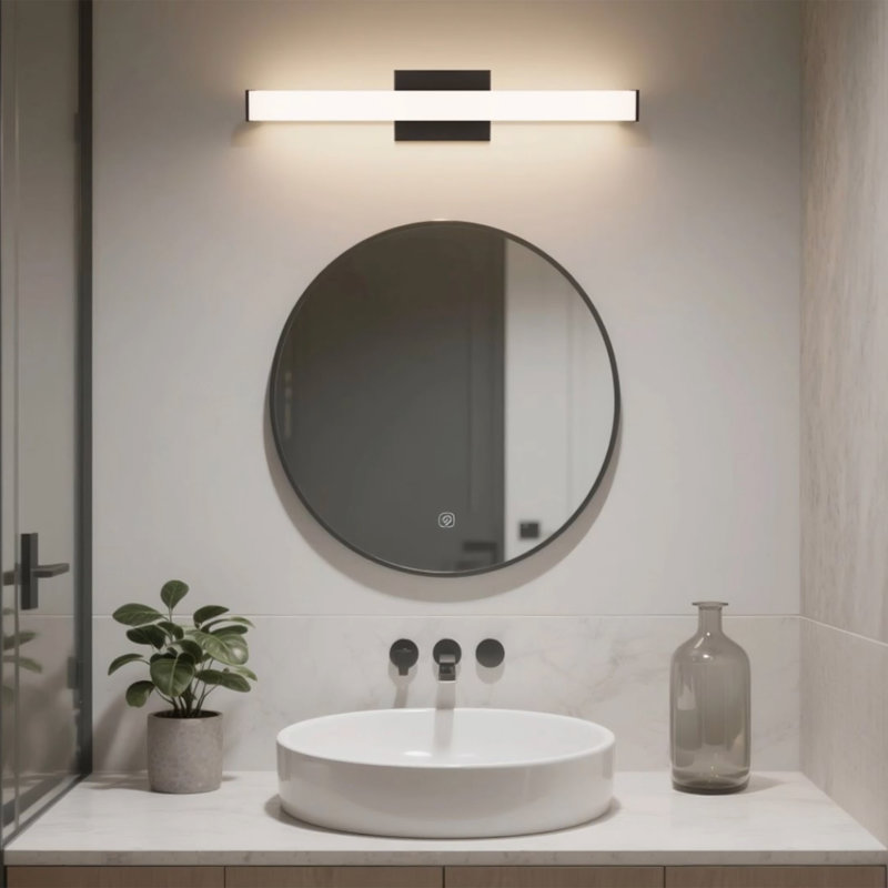 East Grove Home Builder Essentials Heritage Collection 32in LED Slim Bathroom Vanity and Wall Light 3-CCT Selectable Color Temperature 23W 2,350 Lumens in Matte Black