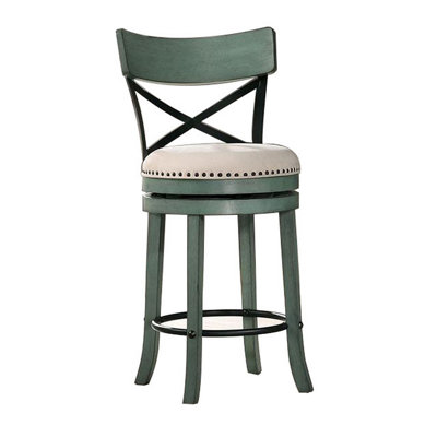 Hesser Swivel Upholstered Counter Stool with Solid Wood Frame