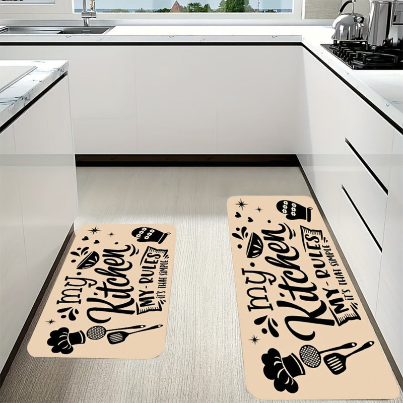 Tapis de cuisine beige