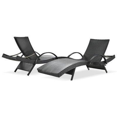K&K 80'' Outdoor Wicker Chaise Lounge Chairs Set Of 2