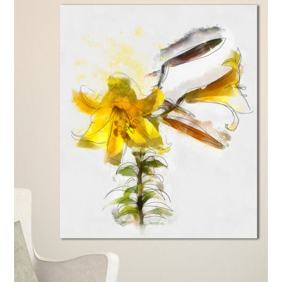 «Yellow Tulip Stem with Leaves», reproduction d'art sur toile tendue