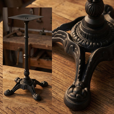 Ensemble de 2 pattes quadruples ornées, base de table piédestal en fonte, thermolaqué noir semi-lustré, pied de meuble en métal robuste, H 27,95 po, design décoratif élégant avec plaque de montage pré-percée