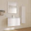Ensemble de meuble-lavabo mural 30 po avec plateau en céramique, miroir et armoire latérale - Conception ondulée, fermeture en douceur et finition imperméable à 5 couches-939320742