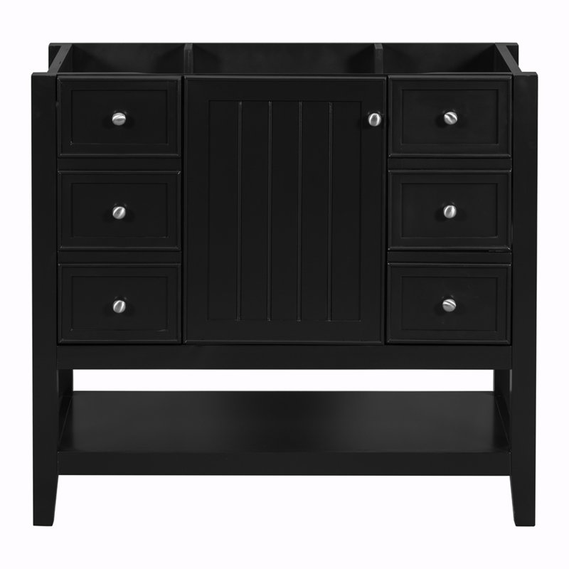 Meuble-lavabo simple 35,5 po avec plateau en bois manufacturé Sharvin, Noir