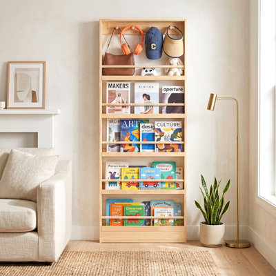 5-Tier Behind The Door Bookshelf, Wall Wooden Book Shelf Organizer, Helps Keep Bedrooms, Playrooms and Classrooms Organized