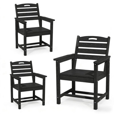 Hdpe Outdoor Dining Chairs, All-Weather Patio Dining Chair With Wide Armrest