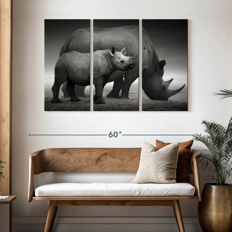 Brampt Etosha Park Rhinoceroses, 32" H x 50" W