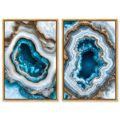 Ensemble de décorations murales « Gilded Geode Eyes » sur toile par Art Remedy, cadre noir, 10 x 15