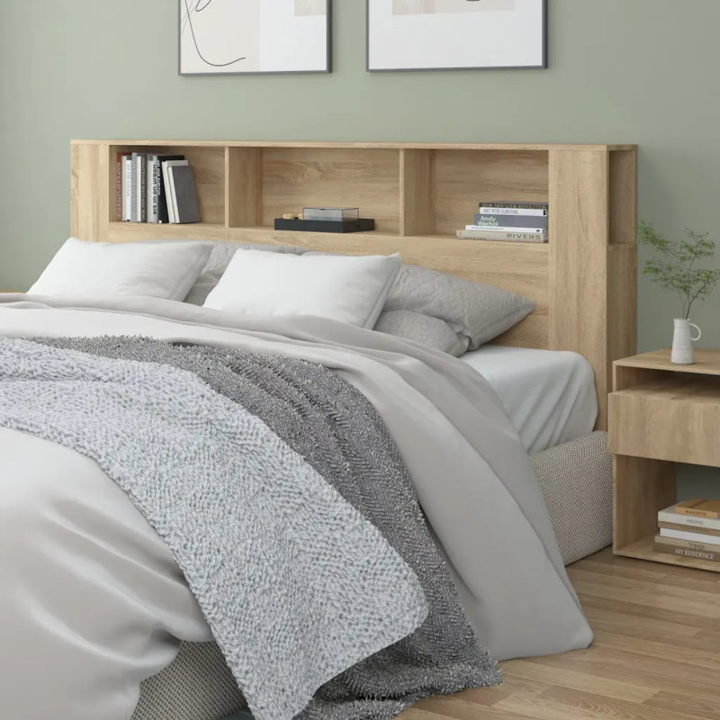 17 Stories Headboard Cabinet Engineered Wood, Sonoma Oak, Single (3')