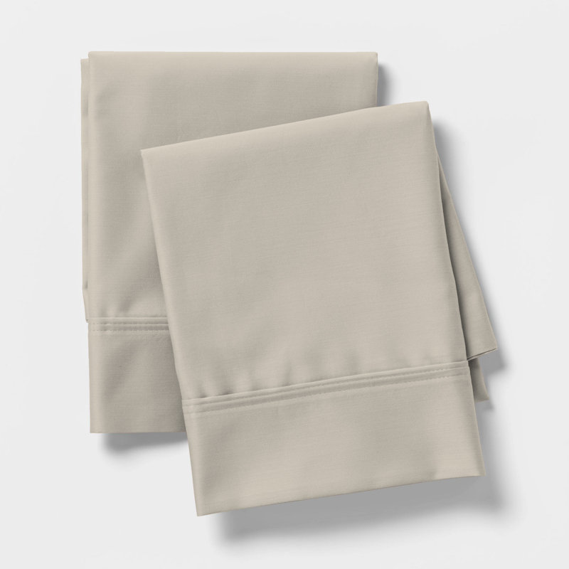 Taies d'oreiller en coton de qualité égyptienne ultra-douce et soyeuse 1000TC, Roi, Argent doux
