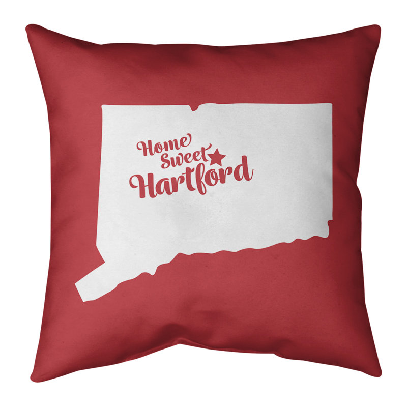Coussin connecticut, 14 po x 14 po, Rouge, Hartford