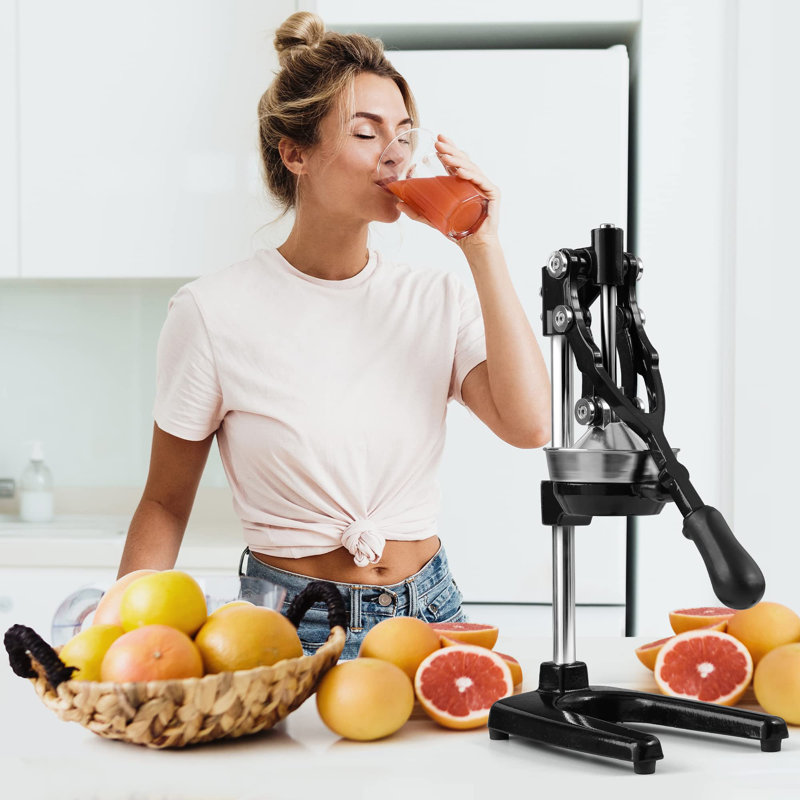 Zulay Kitchen Large Manual Fruit Juicer Press - Heavy Duty Commercial Citrus Juicer, Mid Black