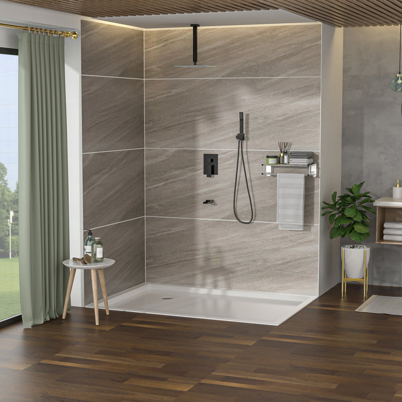 12 Inch Ceiling Mount Shower - Oil Rubber Bronze Finish Waterfall Tub Spout 3 Function With Rainfall & Handheld Valve Easy To Install Cleanliness Guarantee Ensemble Showers Installation Hygiene