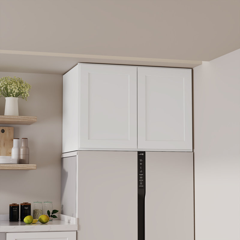 Armoire murale standard HOMEIBRO Cozy Design 36 po L x 24 po P x 24 po H en contreplaqué blanc Shaker, prête à assembler