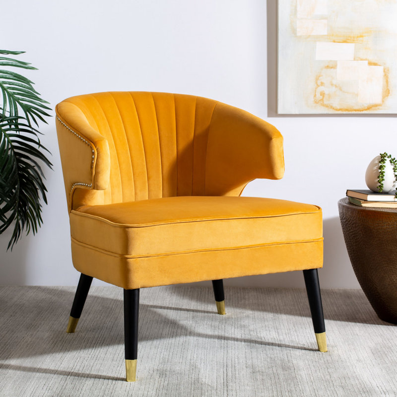 Velveteen Velvet Wingback Chair, Marigold Velvet