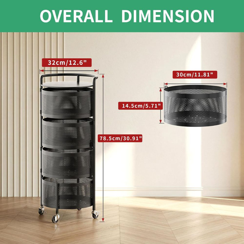 4-Tier Rotating Integrated Vegetable Storage Rack