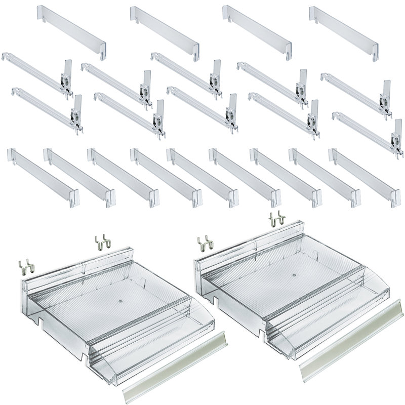 Azar Affiche 225840-Tester-Short-2PK Plateau de maquillage à plateau court réglable avec testeur sur les poussoirs avant et à ressort - Personnalisez la taille de la fente selon le produit, transparent, paquet de 2