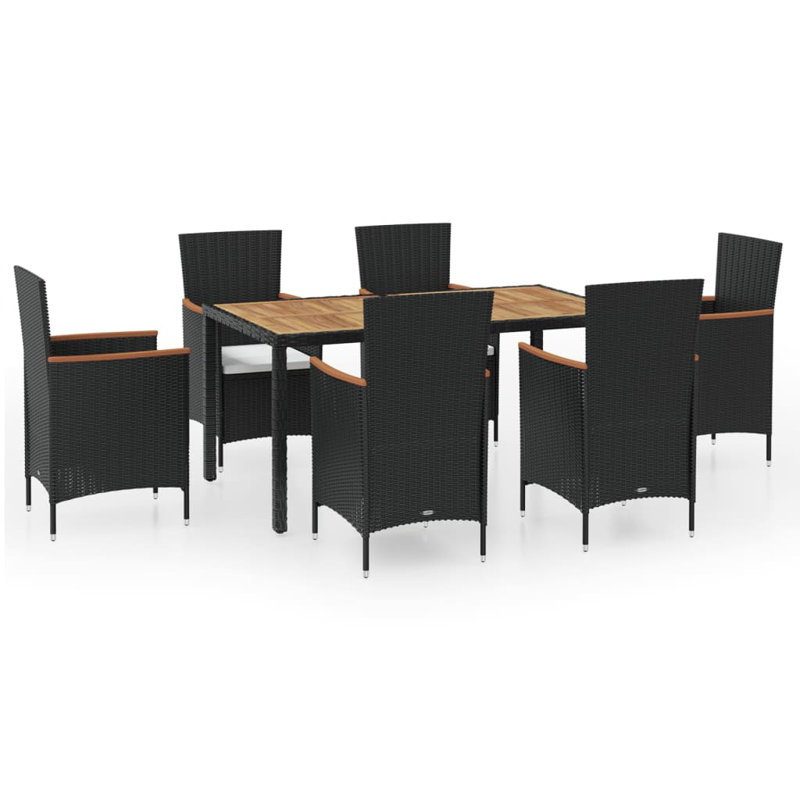 Ensemble repas rectangulaire avec coussins, Beige, Gris, 6