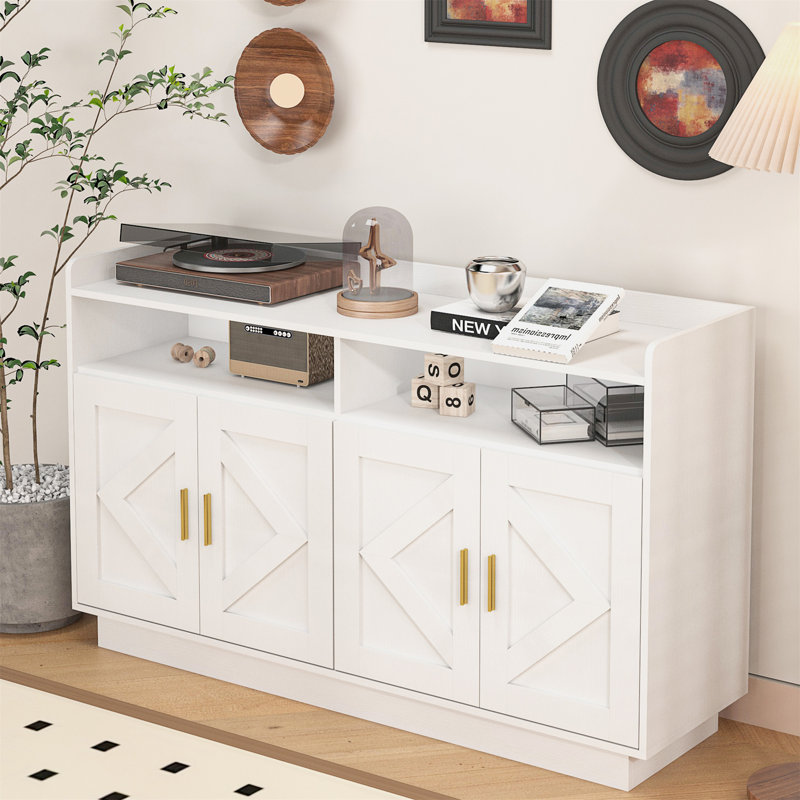 Armoire de rangement à 4 portes, Blanc
