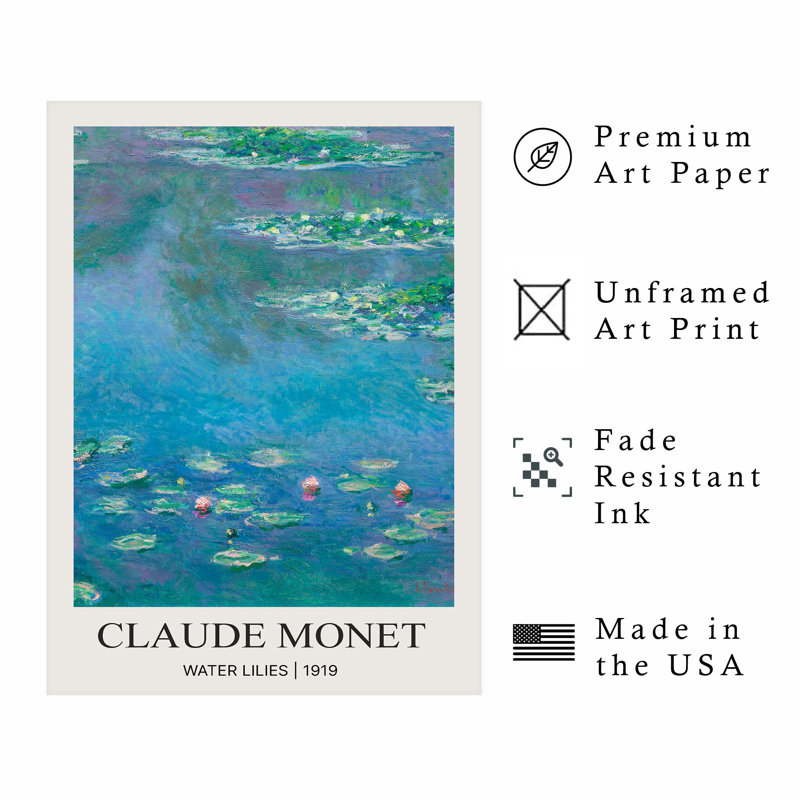 «Landscape and Nature» par Claude Monet, Nymphéas, reproduction d'art classique sans cadre, H 7 po x l 5 po