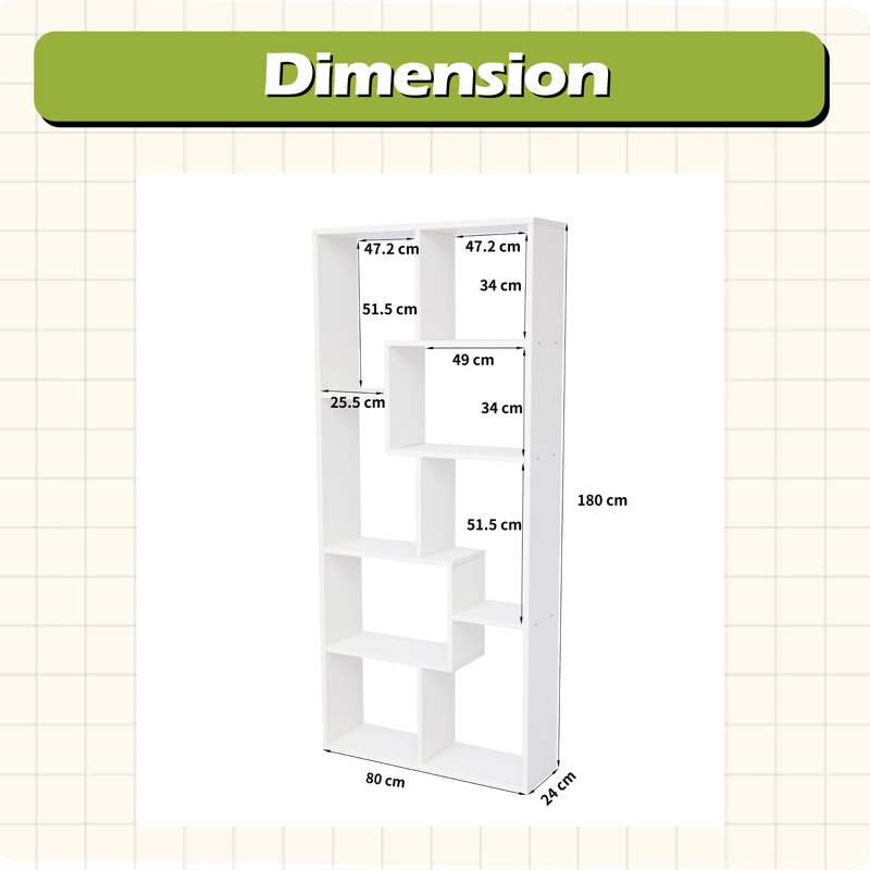 Bibliothèque de présentation asymétrique, 5 niveaux, Blanc