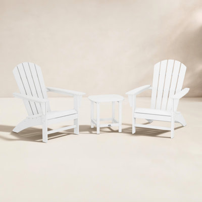 Nautical 3-Piece Adirondack Set with South Beach 18" Side Table
