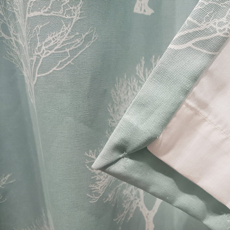 Woodland Cotton Sheer Curtain Pair, Width 168 x Drop 137 cm, Duck Egg