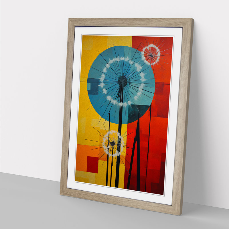 Dandelion Constructivism - Framed Print, Oak Framed, 34cm H x 25cm W