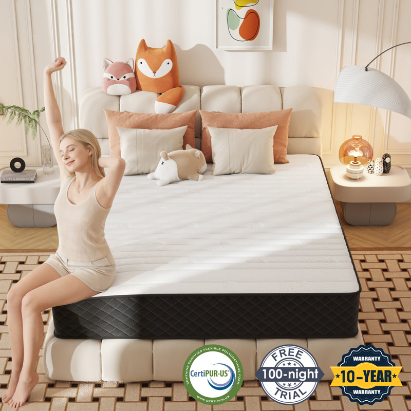 Alwyn Home Innerspring Mattress Medium Hybrid Mattress in a box With Certipur-US Certified Pocket Spring, Pressure Relief, and Motion Isolation