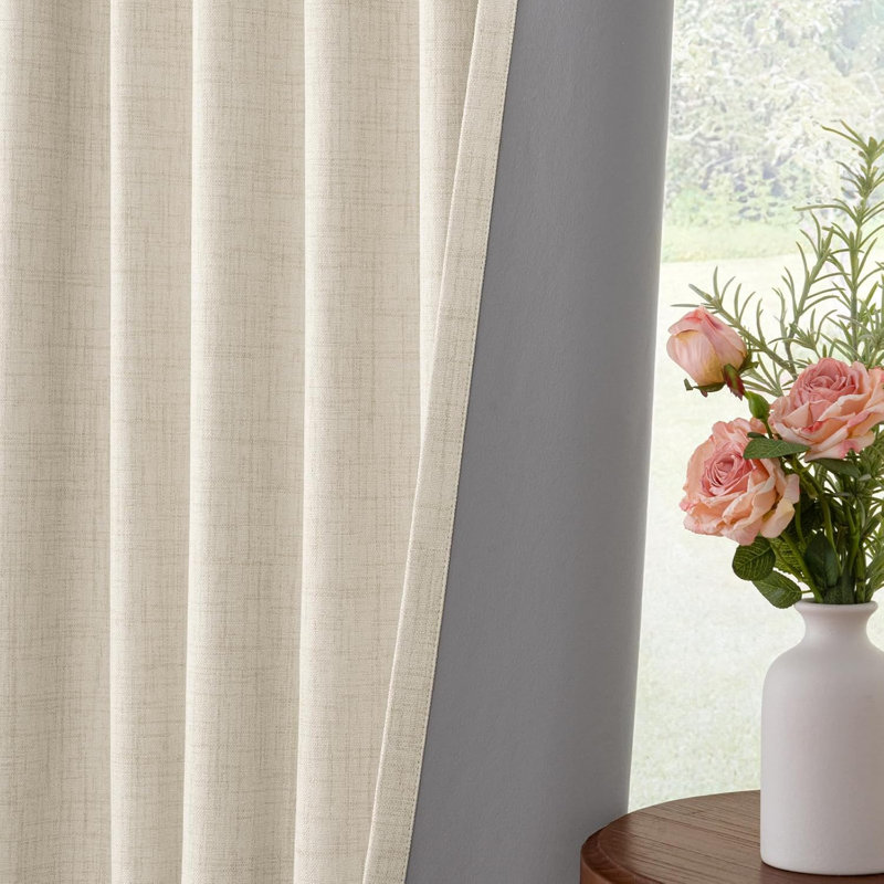 100% Blackout Curtains for Bedroom 2 Panels, Cream, 50"W x 108"L (Pack of 2)