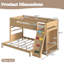 Lit simple superposé au-dessus de grand lit simple avec garde-robe et rangement intégrés, bois massif, escalade enfantine, conception à lattes doubles (sans matelas)-132915886
