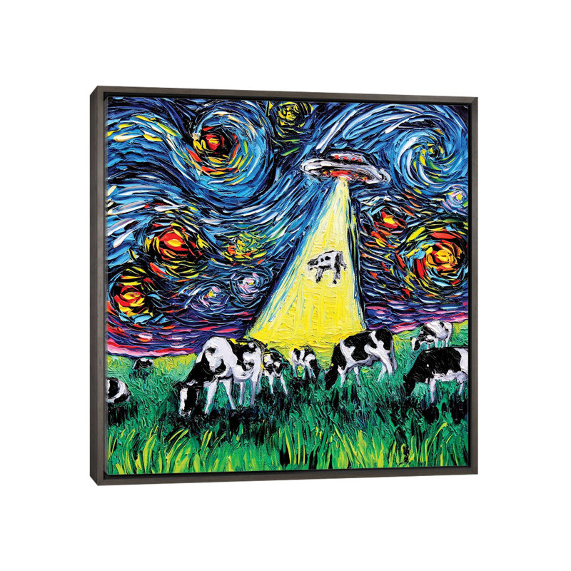 La reproduction d’art de Van Gogh n’a jamais été enlevée par aja Trèves, Pas de tapis, Cadre en bois rustique foncé