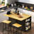 Large Rolling Kitchen Island With Drop Leaf, Power Outlet, Internal Storage Racks, 5 Open Side Racks, 2 Drawers, An Adjustable Shelf-712257205