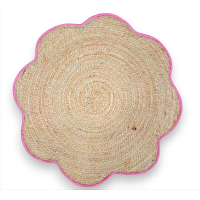 Ensemble de 6 napperons faits main en corde d'herbe | Rose rond Kressley | Tapis tissés naturels | Décoration de table Indian Artisan | Cadeau pour maman