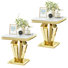 2 - Piece End Table With Faux Marble Top & Stainless Steel Frame (Set Of 2)