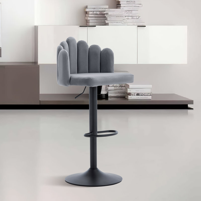 Karlshamn Swivel Upholstered Adjustable Height Counter Stool, Grey